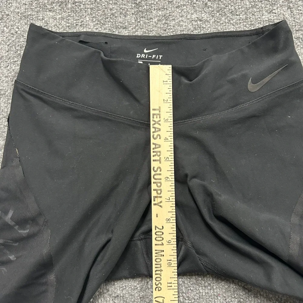 Nike Leggings Womens Size L Black Dri-Fit Legend Crop Mesh Athletic Workout